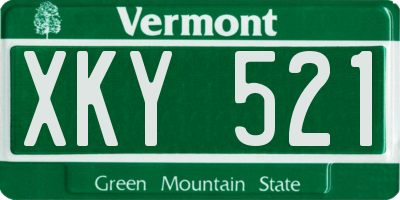 VT license plate XKY521
