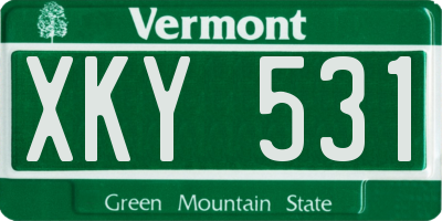 VT license plate XKY531