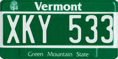 VT license plate XKY533