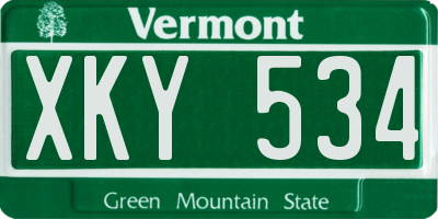 VT license plate XKY534