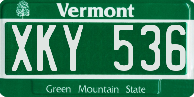 VT license plate XKY536
