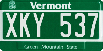 VT license plate XKY537