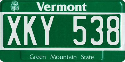 VT license plate XKY538