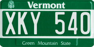 VT license plate XKY540