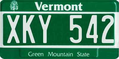 VT license plate XKY542