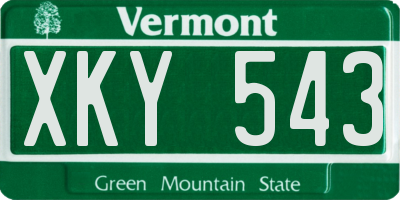 VT license plate XKY543