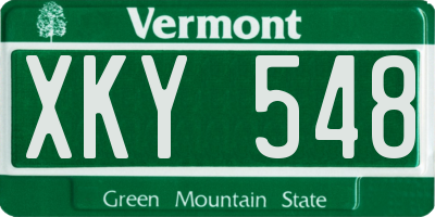 VT license plate XKY548