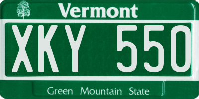 VT license plate XKY550