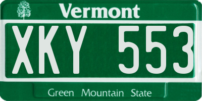 VT license plate XKY553