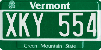 VT license plate XKY554
