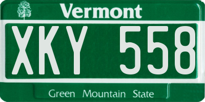 VT license plate XKY558