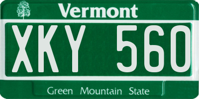 VT license plate XKY560