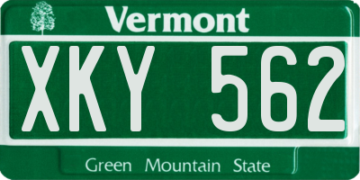 VT license plate XKY562