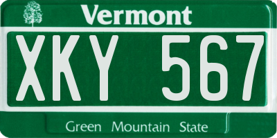 VT license plate XKY567