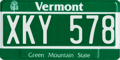 VT license plate XKY578