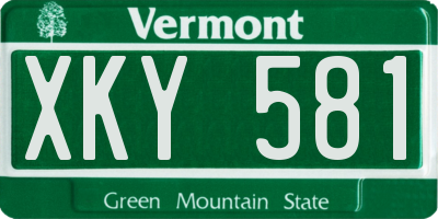 VT license plate XKY581