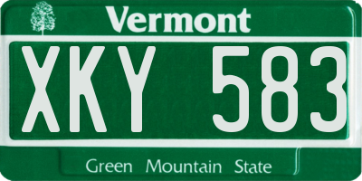 VT license plate XKY583
