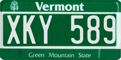 VT license plate XKY589