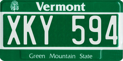VT license plate XKY594