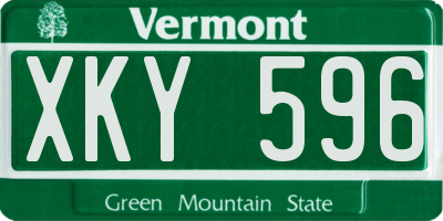 VT license plate XKY596