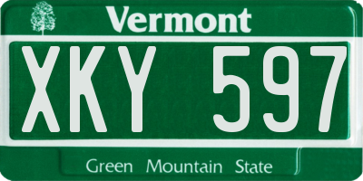 VT license plate XKY597