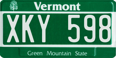 VT license plate XKY598