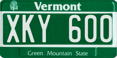 VT license plate XKY600