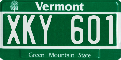 VT license plate XKY601