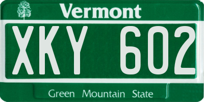 VT license plate XKY602