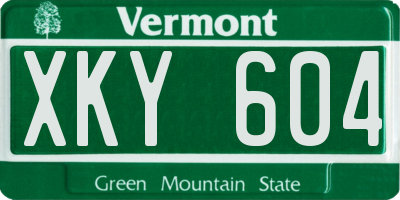 VT license plate XKY604