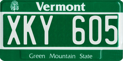 VT license plate XKY605