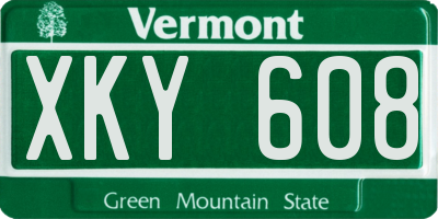 VT license plate XKY608