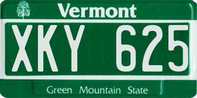 VT license plate XKY625