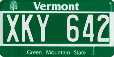 VT license plate XKY642