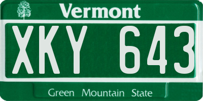 VT license plate XKY643