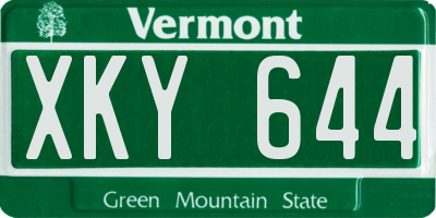 VT license plate XKY644