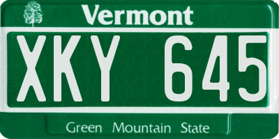 VT license plate XKY645