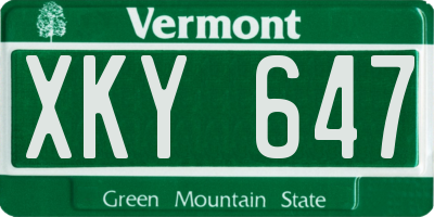 VT license plate XKY647