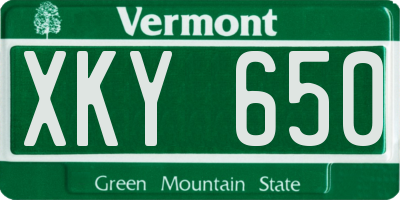 VT license plate XKY650