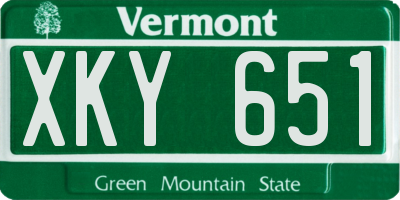 VT license plate XKY651