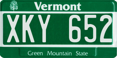 VT license plate XKY652