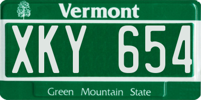 VT license plate XKY654