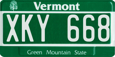 VT license plate XKY668
