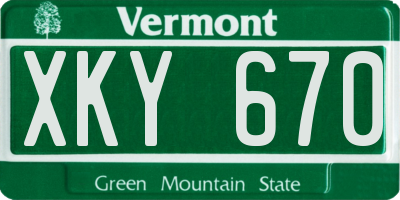 VT license plate XKY670
