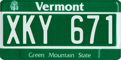 VT license plate XKY671