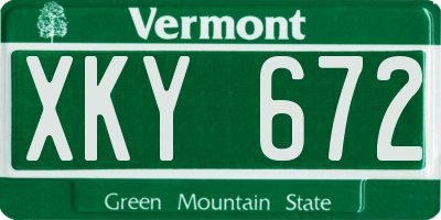 VT license plate XKY672