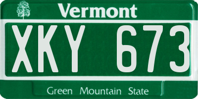VT license plate XKY673