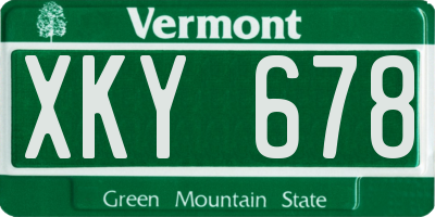 VT license plate XKY678