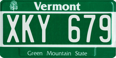 VT license plate XKY679
