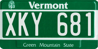 VT license plate XKY681
